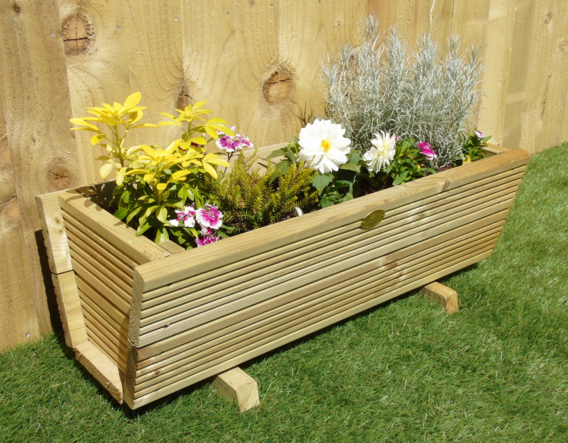 Tapered Triangle Trough Decking Garden Planter Plant Pot 