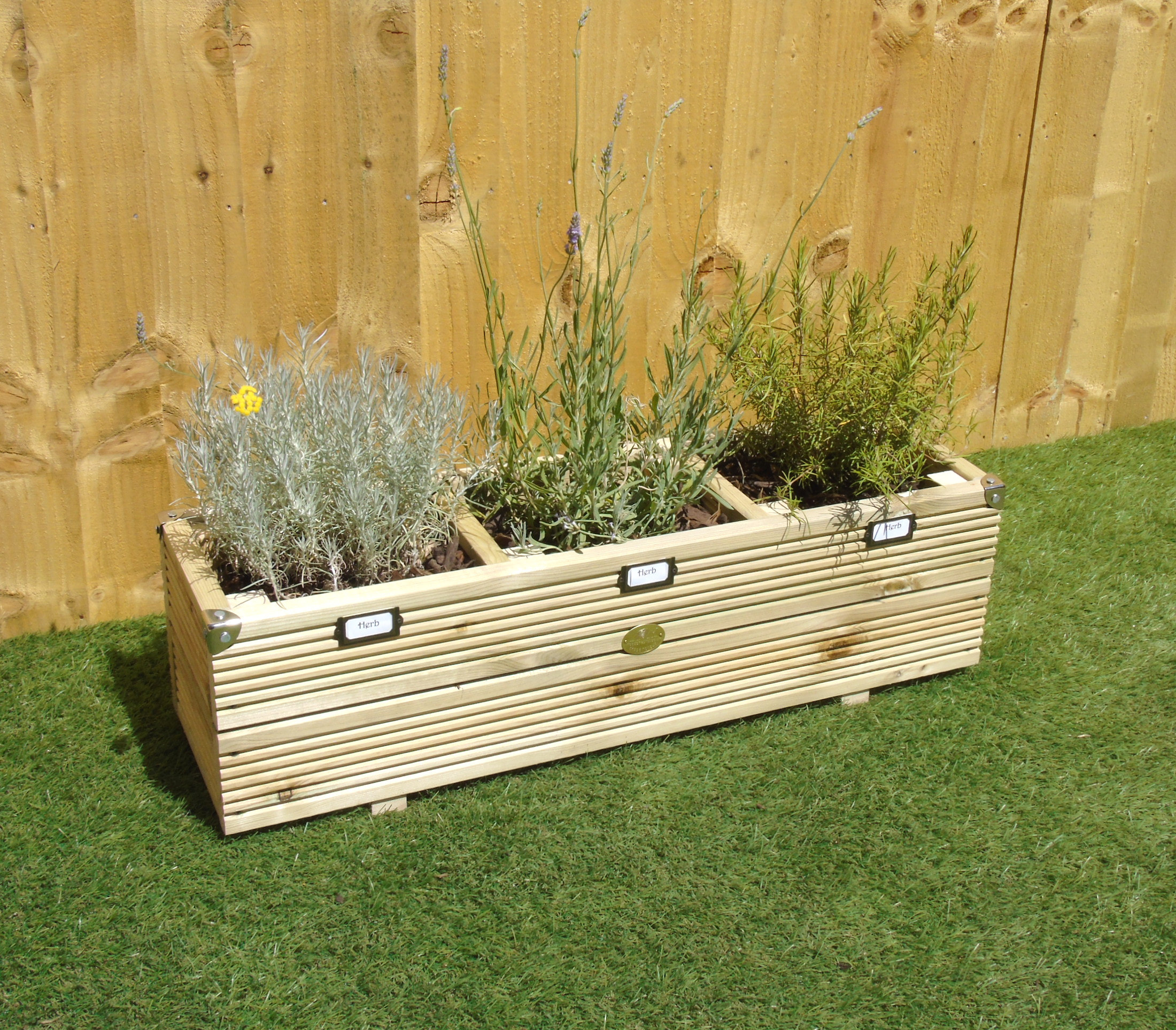 Double Layer Thin Garden Decking Trough - Herb Planter With Dividers