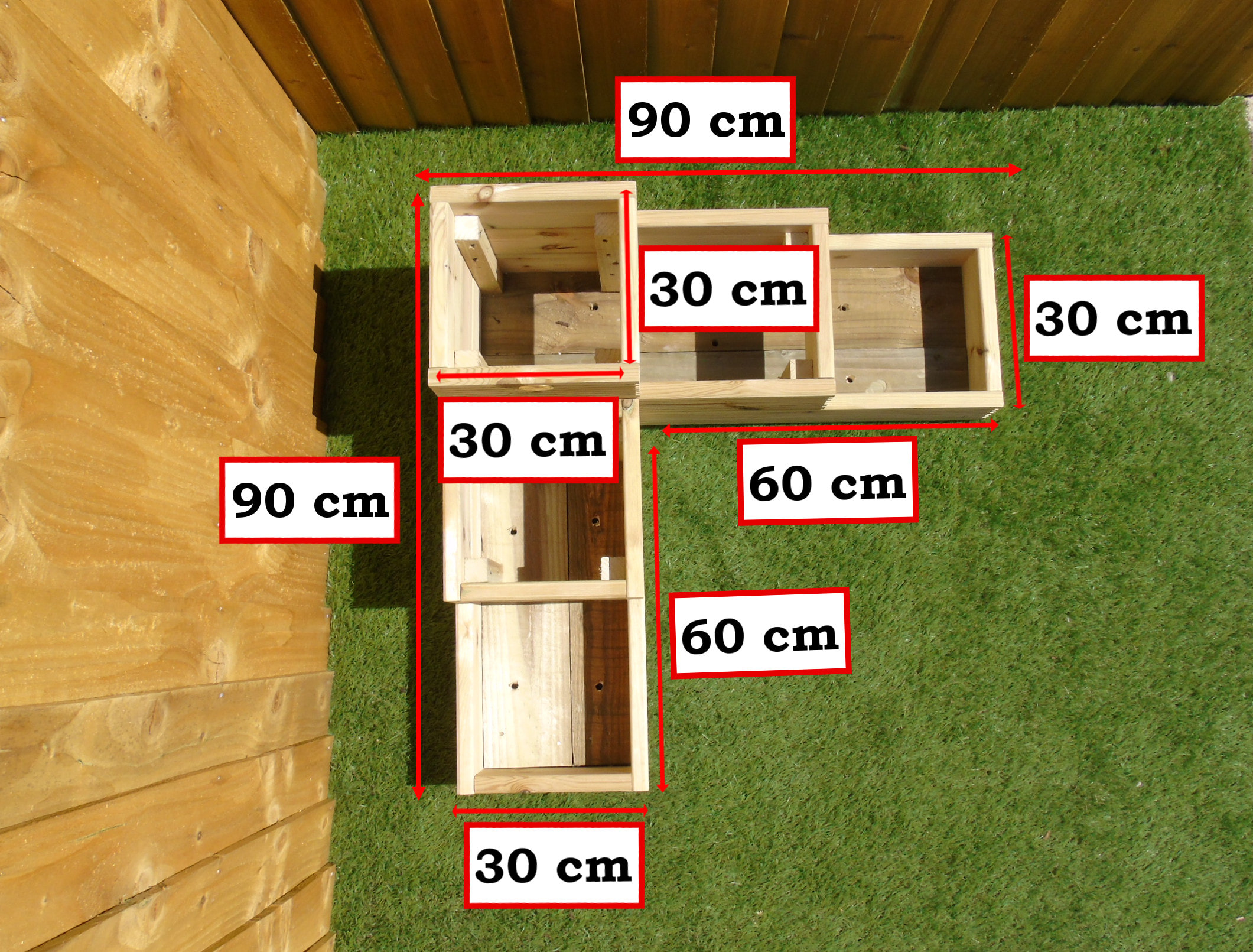 Large 3 Tiered Corner Garden Level Steps Wooden Decking 